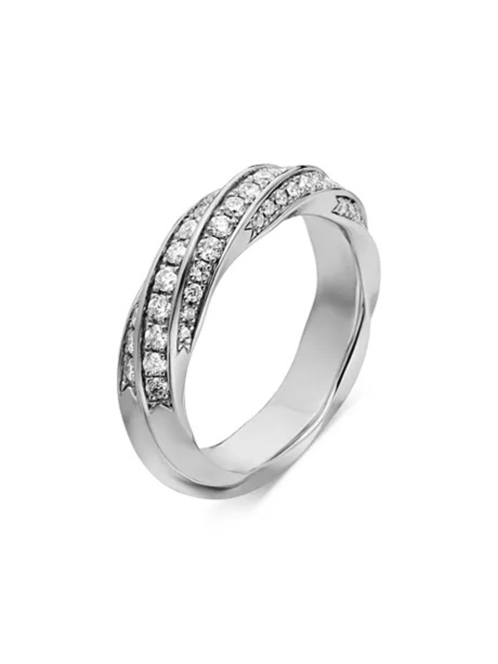 David Yurman Cable Edge Band Ring in Recycled Sterling Silver with Pavé Diamonds